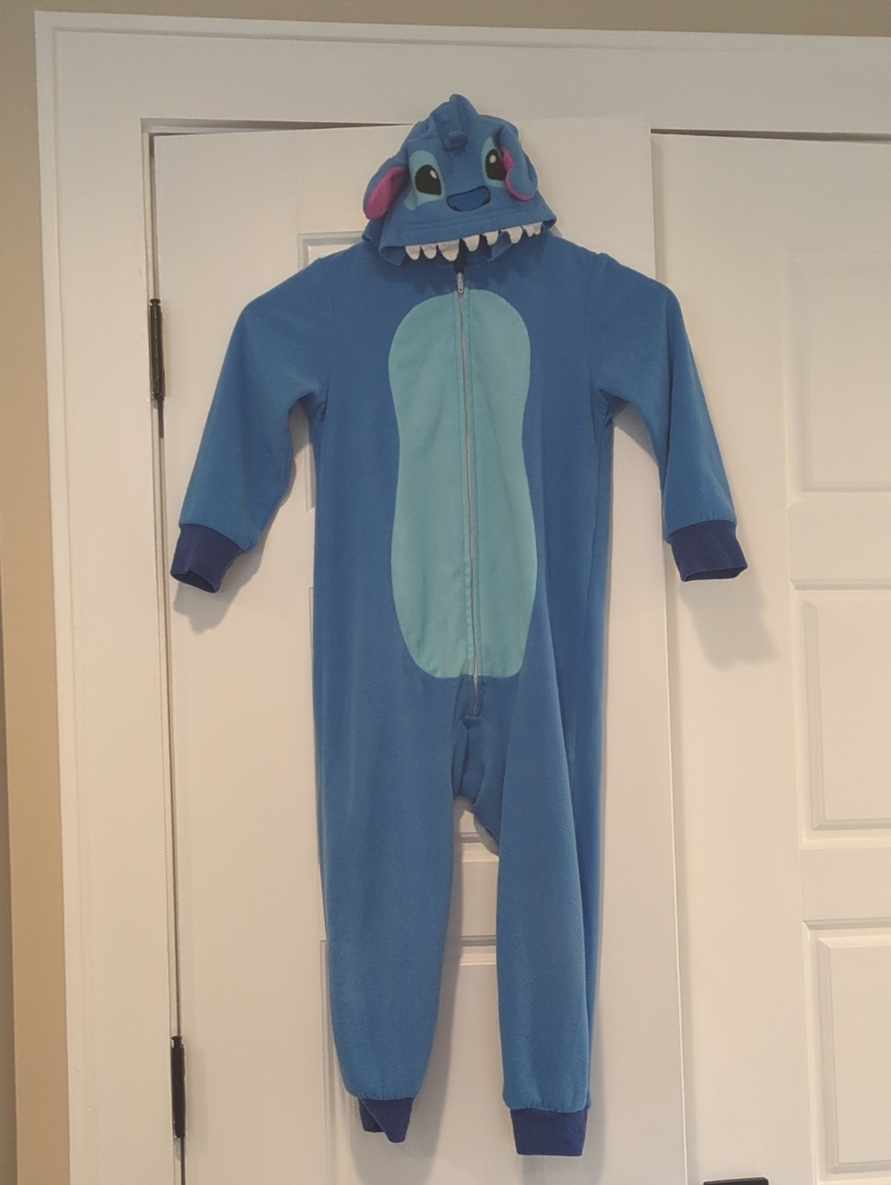 🩷 Disney Blue Stitch Hooded One-Piece Footie Pajama